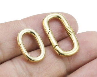 Brass Carabiner Clasp, Oval Carabiner Locker, Keychain Ring, Bracelet Connector, Jewelry Making, 18x12.3mm 24.5x13.8mm -R2726