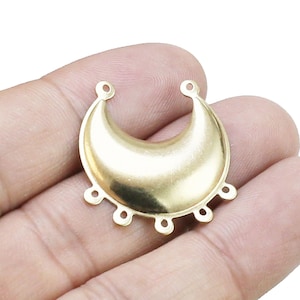 Crescent Moon Connector, Arched Moon Earring Charms, Necklace Pendant, Brass Charm For Jewelry Making, Earring Findings, 25.6x27mm - R2745