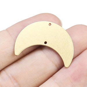 Crescent Moon Earring Charm, Brass Moon Connector, 28x20mm, Earring Findings, Brass Charms For Jewelry Making -R2283