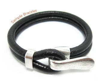 5sets Open hooks, Half cuff clasp, Leather bracelet making, Antique silver, 4mm, Jewelry supplies -RH35