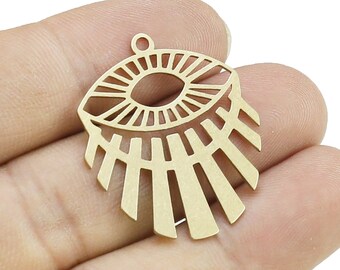 Charm de latón con flecos, colgante de ojo marquesa, charm de latón para la fabricación de joyas, charm de macramé de metal, componentes para pendientes, 31,8 x 27,6 mm - R2810
