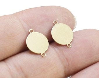 Round Connector, Blank Round Earring Charms, Brass Charms For Jewelry Making, Earring Findings, 13.9x10mm - R2702