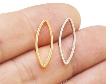 20pcs Marquise Charm, Eye Charm For Jewelry Making, Brass Connector, Earring Findings, 20.8x7.5mm, Real Gold Plated -G262