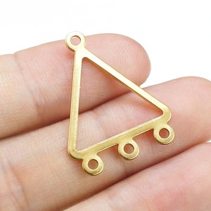 Connettore triangolare in ottone, Ciondoli per orecchini, Pendente per collana, Risultati di orecchini geometrici, 27,5x21,5 mm, Creazione di gioielli - R2508