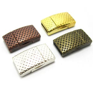3pcs 10mm Leather Clasp, Flat Leather Clasps, Intervein Pattern, 10x2mm, Leather Bracelet Making, Jewelry Supplies -FC04