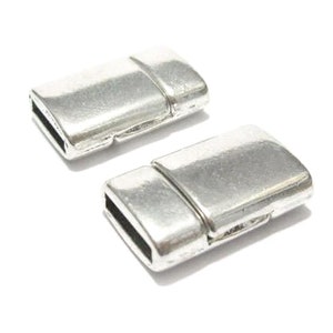 3pcs 10mm Leather Clasp, Flat Leather Clasp, 10x2mm, Leather Bracelet making, Jewelry Supplies - FC01