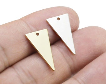 Triangle Charms, Earring Charm For Jewelry making, Earring Findings, Geometric Necklace Pendant, Real Gold Plated, 21x11mm - G194