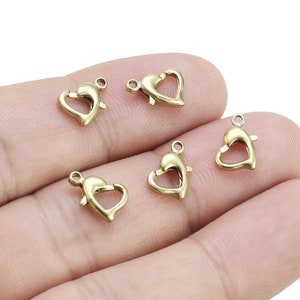 Heart Clasp, Brass Lobster Clasp, Claw Clasps, Bracelet Connector, Chain Necklace Connector, Jewelry Making, 10.5x7.2mm - R2772