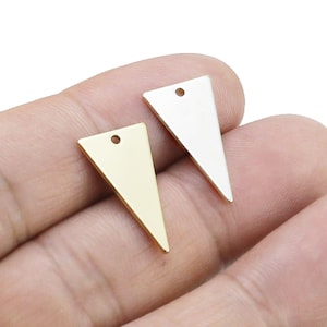 Triangle Charms, Earring Charm For Jewelry making, Earring Findings, Geometric Necklace Pendant, Real Gold Plated, 21x11mm - G194