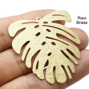 Monstera Blatt Anhänger, Strukturierter Blatt Charme, DIY Ornament, 45 x 43 mm, Rohmessing Ohrring Zubehör, Halskette Anhänger, Schmuck Zubehör -R946