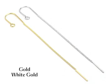 Threader Earring Hooks, Chain Threader Ear Wires, Minimalist Earrings, Earrings Jewelry Making, Jewelry Supplies, Real Gold Plated -GS214