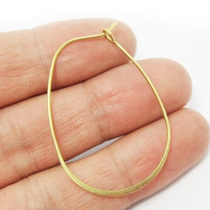 Aros ovalados para pendientes, alambres martillados, aros para copas de vino, accesorios de latón crudo, 36,3 x 26 mm, joyería - R216