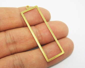 Rectangle Earring Charm, Jewelry Making Charms, Brass Connector, Geometric Earring Findings, Necklace Pendant, 45.5x14.8x0.8mm - R760