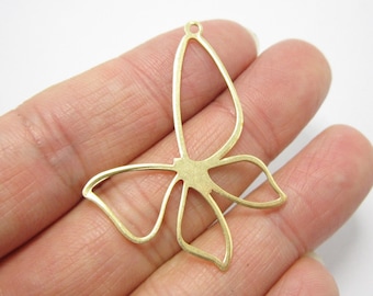 Butterfly Charms, Hollow Butterfly Charm, Earring Charm For Jewelry Making, Raw Brass Findings, Necklace Pendant, 42.6x32.6mm -R1134