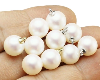 20pcs Round Pearl Charm, Metallic Pink Pearl, Faux Pearl, Bracelet Charm, Earring Findings, DIY Ornament, 10mm, Jewelry making Supplies -B03