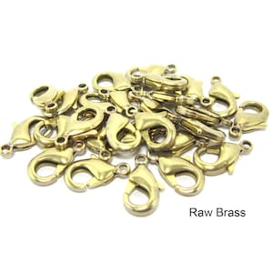 20pcs Brass lobster clasp, Raw brass Claw clasp, Chain Connector, Bracelet Making, Jewelry Supplies, 10x5mm 12x6mm -R203