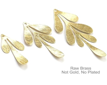 Textured Leaf Earring Charms, Brass Leaf Pendant, Earring Findings, 35x17mm, 46x26mm, 62x26mm, Jewelry Making - R193 R194 R195