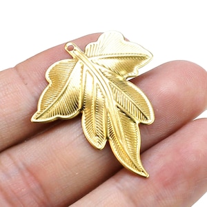 Maple Leaf Earring Charms, Brass Leaf Charm, 35.3x30mm, Earring Findings, Necklace Pendant, Jewelry Making - R2541