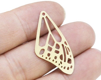 Colgantes de alas de mariposa, alas de polilla huecas, colgante de latón para la fabricación de joyas, componentes para pendientes, 35 x 18 mm - R2709