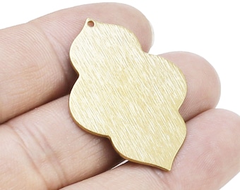 Geometric Brass Pendant, Textured Earring Charms, 38.6x27.8mm, Raw Brass Findings, Necklace Pendant, Jewelry Making - R797