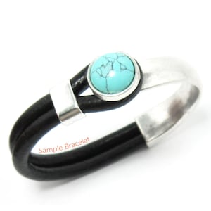 3sets 5mm Half cuff clasp, Turquoise cabochon, Leather bracelet making, 10x5mm, Half cuff clasp, Jewelry Supplies - RH17