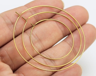 Round Earring Hoops, Wine Glass Charm Hoops, Brass Earring Wires, 20mm, 30mm, 40mm, 45mm, 50mm, Jewelry Making -R343 R1792 R1793 R1794 R1795