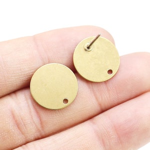 Round Earring Post, Simple Earring Studs, Earrings Making, Raw Brass Earrings, Jewelry Supplies - R2674