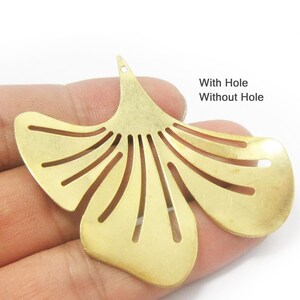 Brass Ginkgo Leaf, Large Leaf Components, Hairpin Making, Raw Brass Findings, DIY Ornament, 53x52mm, Jewelry Supplies -R560