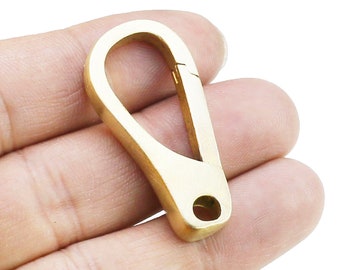 Halter Snap Saddle Hook, Handbag Buckle Strap Connector, Fixed Loop Lobster Clasp, Raw Brass Carabiner Clasp, Keychain Making - R2724