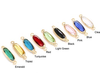 Faceted Oval Crystal Connector, Link Chain Connector, Birthstone Earring Charms, Glass Pendant, 22x5.8x3.5mm, Jewelry Making - RP191