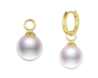 10pc Shell Pearl Charm For Hoops, Detachable Earring Charm, Jewelry Making, Necklace Charm, Interchangeable, Real Gold Plated - G1034 G1036