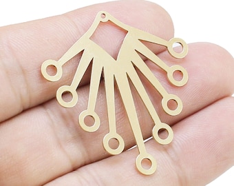 Colgante de latón con flecos, colgante para pendientes, conector de latón, componentes para pendientes, colgante para collar, 40,5 x 38 mm - R2764