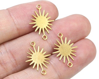 Brass Sun Connector, SunFlower Earring Charms, Sun Pendant, Earring Findings, 18x13x0.6mm, Bulk Brass Charms, Jewelry Making - R080