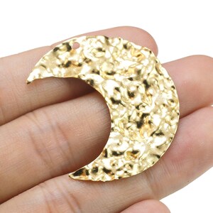 Crescent Moon Earring Charms, Hammered Moon Brass Charms, Earring Findings, Necklace Pendant, 38.2x33mm, Jewelry Making - R2554