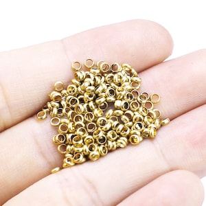 Brass Round Beads, Solid Spacer Beads, Round Seed Beads, Rondelle Sliders, 2.5mm, 3mm, Jewelry Making - R2616 R2617