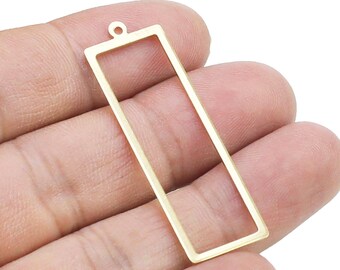 Rechthoekige oorbelbedel, messing connector voor het maken van sieraden, kettinghanger, geometrische oorbellen, 45,5 x 14,8 x 0,8 mm - R760