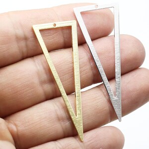 Ciondolo triangolo lungo, elementi per orecchini testurizzati, ciondolo per collana, ornamento fai da te, 49,8 x 20 mm, placcato oro vero, forniture per gioielli -G228