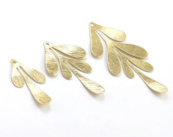 Textured Leaf Earring Charms, Brass Leaf Pendant, Earring Findings, 35x17mm, 46x26mm, 62x26mm, Jewelry Making - R193 R194 R195