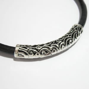 6mm Curved star swirling slide tubes 50mm round leather tube for necklace and bracelet -5pcs