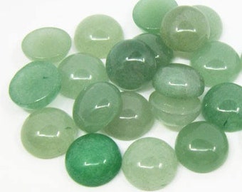 10 Stück Grüner Aventurin Cabochon, runde flache Rückseite, Naturstein Cabochon, Schmuckherstellung, 6mm 8mm, 10mm, 12mm