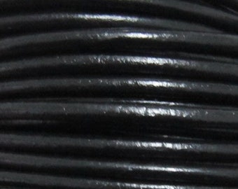 3mm Leather cord 3mm round leather cord black genuine leather strips - 5meters
