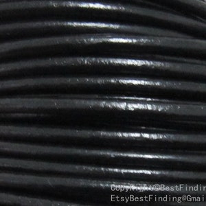 3mm Leather cord 3mm round leather cord black genuine leather strips - 5meters