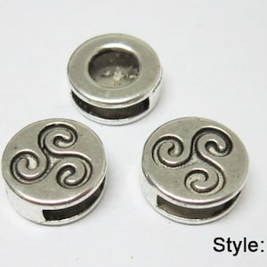10pcs 10mm Leather sliders, 10x2mm Round spiral beads,  12x2mm Flat leather findings, Bracelet making - FF28