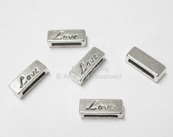 10pcs AMOR slider bar deslizadores de cable de cuero plano 10x2mm flat Hallazgos de cuero -FF61