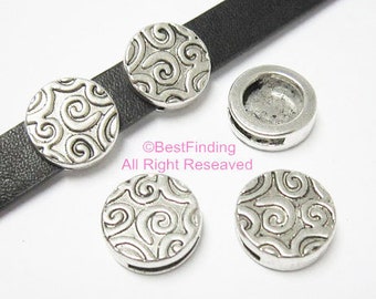 10pcs 10mm flat leather findings 10x2mm symbolize leather slider -FF22