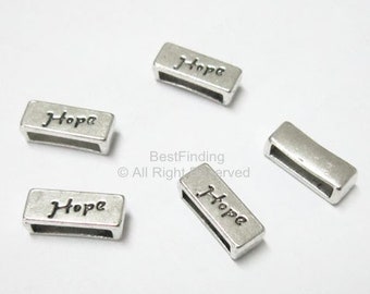 10pcs Hope letter slider bar For Flat leather cord 10x2mm flat Leather findings -FF60