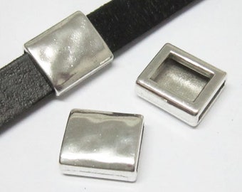 10pcs Hammered rectangle slider 10x2mm Flat leather findings -FF44
