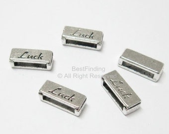 10pcs Luck slider bar For Flat leather cord 10x2mm flat hole Leather findings -FF57