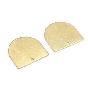 D Shaped Earring Charm, Brass Charm For Jewelry Making, Domed Door Charm, Geometric Earring Findings, 25mm, Jewelry Supplies -R693