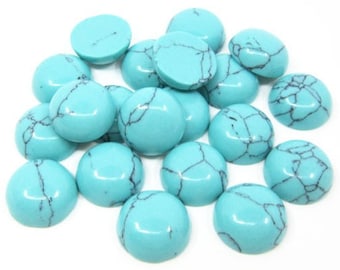 10pcs Turquoise cabochon, Round flat back, Jewelry making, 8mm, 10mm, 12mm